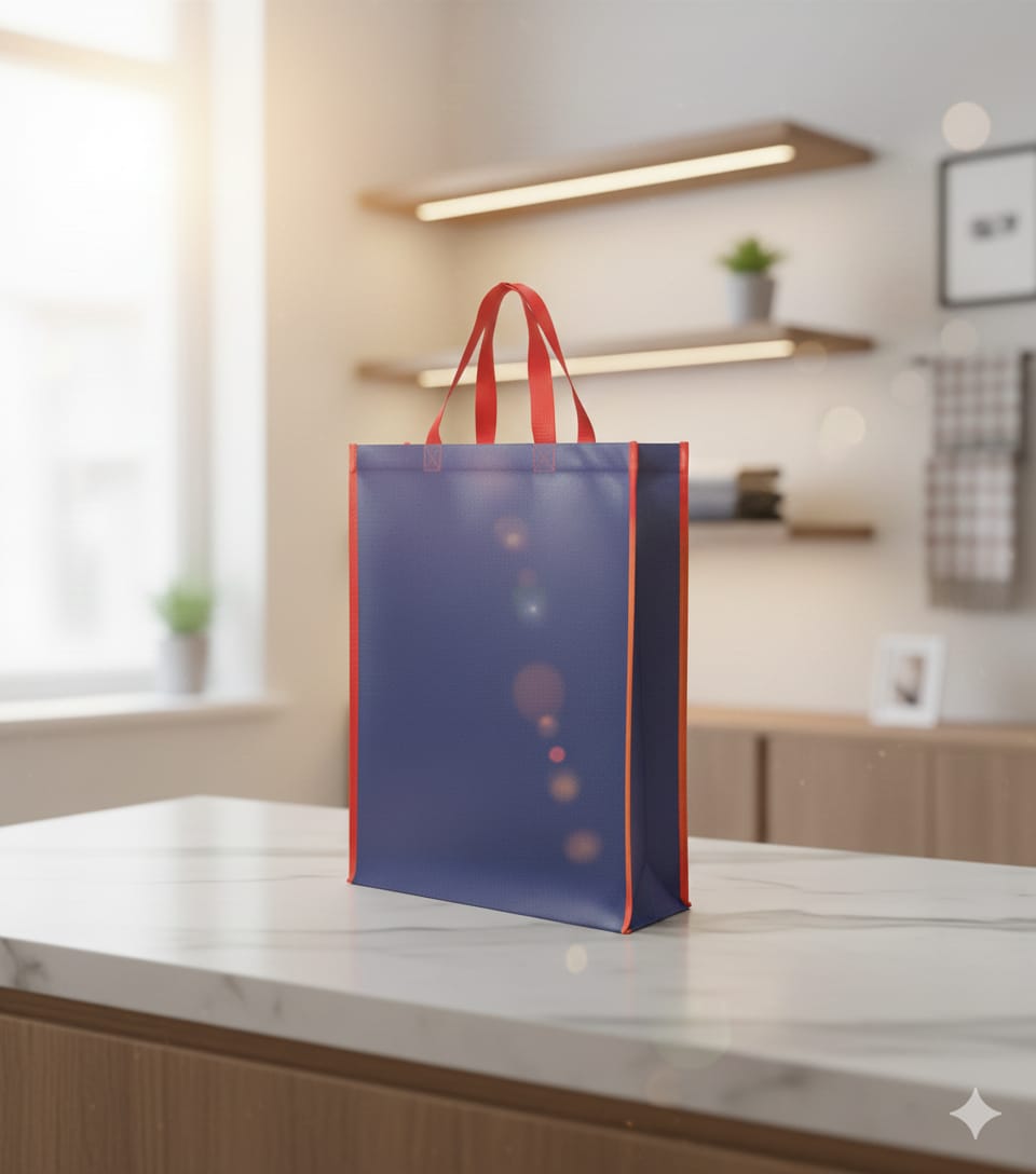 Hand Bag - Grey & Blue - 120 GSM - Non Woven